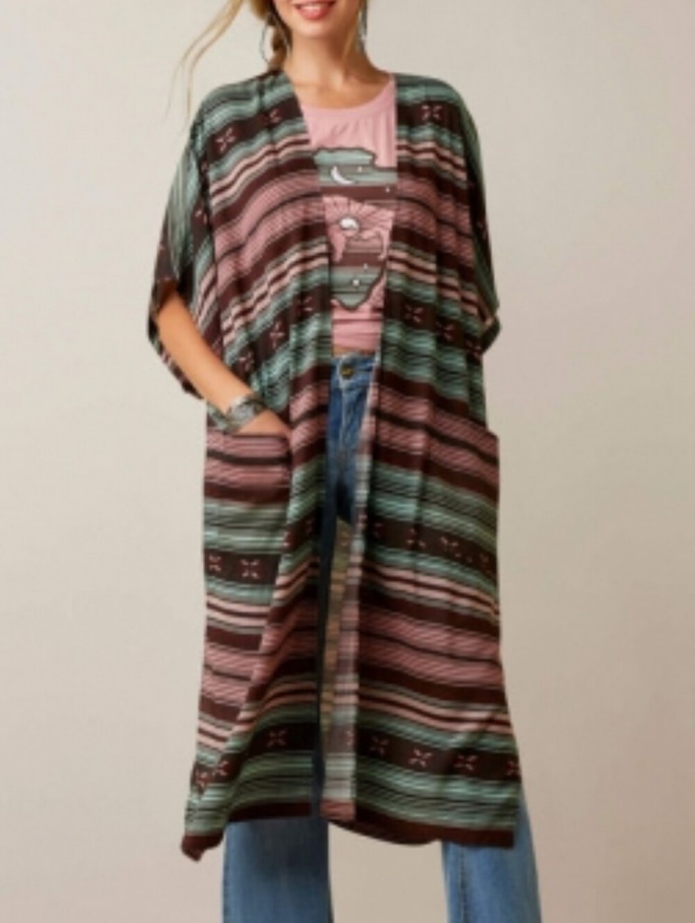 Ariat Ladies Picture Perfect Duster - Southwest Serape Stripe XS-S